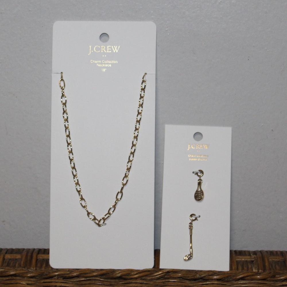 J. Crew Charm Collection 18" Necklace & Tennis and golf charms set-of-two